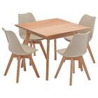 Conjunto Mesa De Jantar Quadrada Vértice 90cm Natural Com 4 C