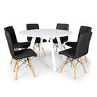 Conjunto Mesa De Jantar Redonda Amanda Branca 120cm Com 6 Cad