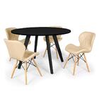 Conjunto Mesa De Jantar Redonda Amanda Preta 120cm Com 4 Cade