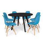 Conjunto Mesa De Jantar Redonda Amanda Preta 120cm Com 6 Cade