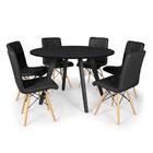 Conjunto Mesa De Jantar Redonda Amanda Preta 120cm Com 6 Cade