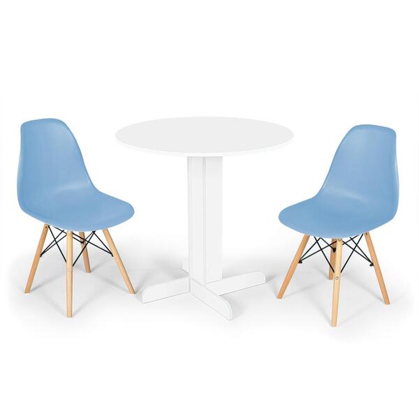 Conjunto Mesa De Jantar Redonda Bellus Branca 80cm Com 2 Cade