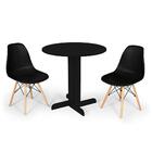 Conjunto Mesa De Jantar Redonda Bellus Preta 80cm Com 2 Cadei