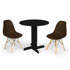 Conjunto Mesa De Jantar Redonda Bellus Preta 80cm Com 2 Cadei