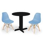 Conjunto Mesa De Jantar Redonda Bellus Preta 80cm Com 2 Cadei