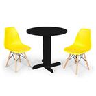 Conjunto Mesa De Jantar Redonda Bellus Preta 80cm Com 2 Cadei