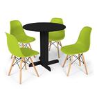 Conjunto Mesa De Jantar Redonda Bellus Preta 80cm Com 4 Cadei