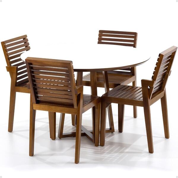 Conjunto Mesa De Jantar Redonda Branca Lara Premium 120cm Com