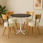 Conjunto Mesa De Jantar Redonda Branca Tampo Preto Com 4 Cade