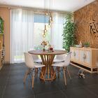 Conjunto Mesa De Jantar Redonda Cecília Amadeirada Natural 12