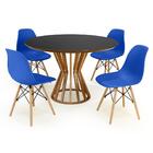 Conjunto Mesa De Jantar Redonda Cecília Amadeirada Preta 120c