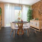 Conjunto Mesa De Jantar Redonda Cecília Amadeirada Preta 120c