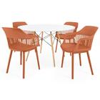 Conjunto Mesa De Jantar Redonda Eiffel Branca 120cm Com 4 Cad