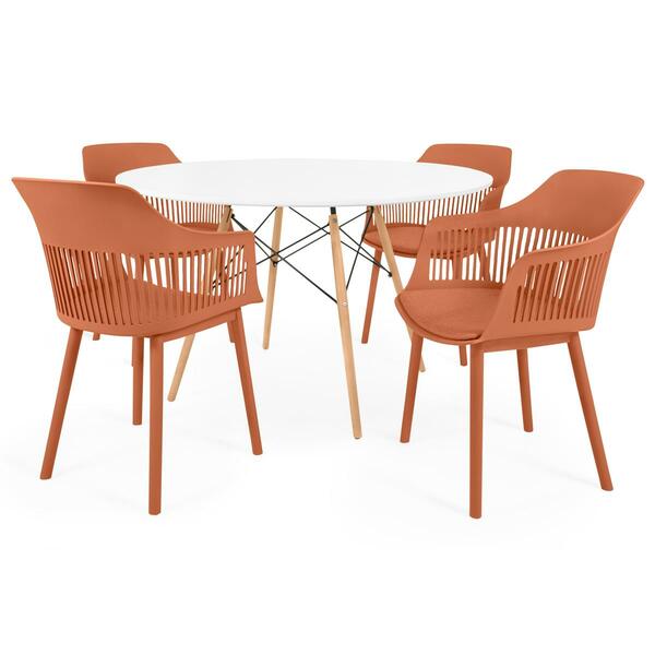 Conjunto Mesa De Jantar Redonda Eiffel Branca 120cm Com 4 Cad