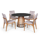 Conjunto Mesa De Jantar Redonda Gabi 120cm Preta Com 4 Cadeir