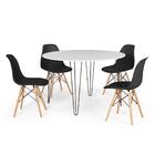 Conjunto Mesa De Jantar Redonda Hairpin 120cm Branca Com 4 Ca