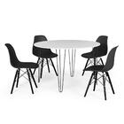 Conjunto Mesa De Jantar Redonda Hairpin 120cm Branca Com 4 Ca