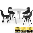 Conjunto Mesa De Jantar Redonda Hairpin 120cm Branca Com 4 Ca