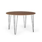 Conjunto Mesa De Jantar Redonda Hairpin 120cm Natural Com 4 C