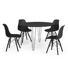 Conjunto Mesa De Jantar Redonda Hairpin 120cm Preta Com 4 Cad