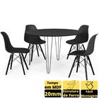 Conjunto Mesa De Jantar Redonda Hairpin 120cm Preta Com 4 Cad