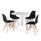 Conjunto Mesa De Jantar Redonda Hairpin 90cm Branca Com 3 Pés