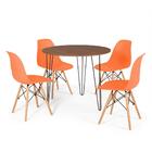 Conjunto Mesa De Jantar Redonda Hairpin 90cm Natural Com 3 Pé