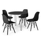 Conjunto Mesa De Jantar Redonda Hairpin 90cm Preta Com 4 Cade