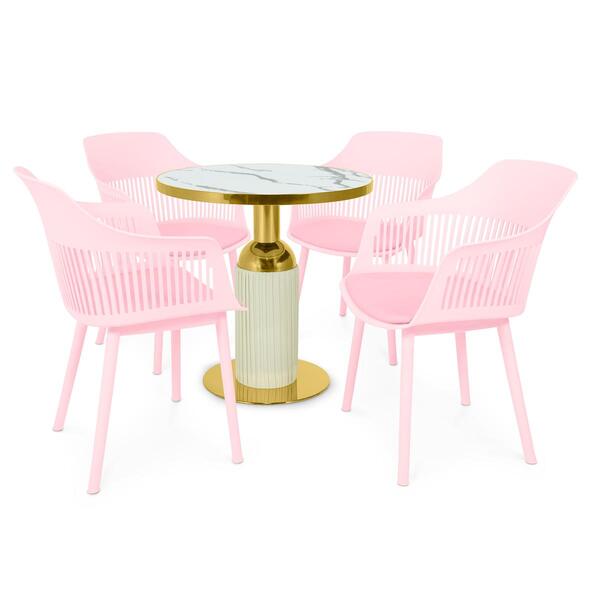 Conjunto Mesa De Jantar Redonda Imperial 70cm Branca Com 4 Ca