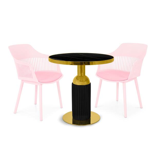 Conjunto Mesa De Jantar Redonda Imperial 70cm Preta Com 2 Cad