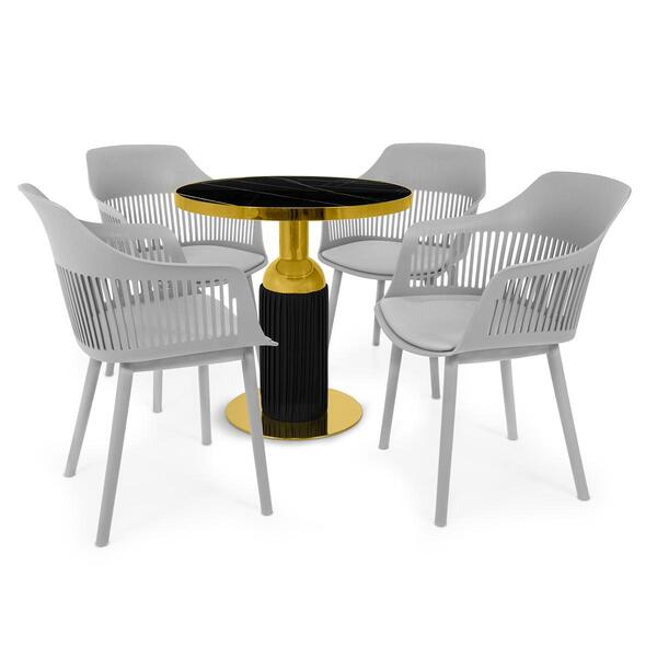Conjunto Mesa De Jantar Redonda Imperial 70cm Preta Com 4 Cad