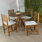 Conjunto Mesa De Jantar Redonda Lisa 90cm Amadeirada Com Cade