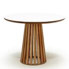 Conjunto Mesa De Jantar Redonda Luana Amadeirada Branca 100cm