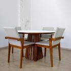 Conjunto Mesa De Jantar Redonda Luana Amadeirada Branca 120cm
