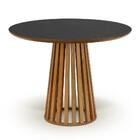 Conjunto Mesa De Jantar Redonda Luana Amadeirada Preta 100cm