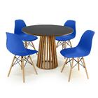 Conjunto Mesa De Jantar Redonda Luana Amadeirada Preta 100cm