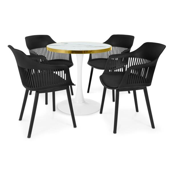 Conjunto Mesa De Jantar Redonda Majestic 70cm Branca Com 4 Ca
