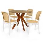 Conjunto Mesa De Jantar Redonda Marci 100cm Natural Com 4 Cad