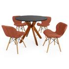 Conjunto Mesa De Jantar Redonda Marci 100cm Preta Com 4 Cadei