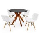 Conjunto Mesa De Jantar Redonda Marci 100cm Preta Com 4 Cadei