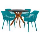 Conjunto Mesa De Jantar Redonda Marci 100cm Preta Com 4 Cadei