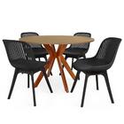 Conjunto Mesa De Jantar Redonda Marci 120cm Natural Com 4 Cad