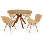Conjunto Mesa De Jantar Redonda Marci 120cm Natural Com 4 Cad