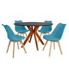 Conjunto Mesa De Jantar Redonda Marci 120cm Preta Com 4 Cadei