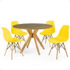 Conjunto Mesa De Jantar Redonda Marci Natural 100cm Com 4 Cad
