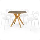 Conjunto Mesa De Jantar Redonda Marci Natural 100cm Com 4 Cad