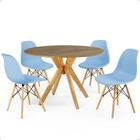Conjunto Mesa De Jantar Redonda Marci Natural 100cm Com 4 Cad