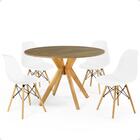 Conjunto Mesa De Jantar Redonda Marci Natural 100cm Com 4 Cad