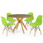 Conjunto Mesa De Jantar Redonda Marci Natural 100cm Com 4 Cad