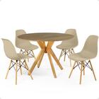 Conjunto Mesa De Jantar Redonda Marci Natural 100cm Com 4 Cad